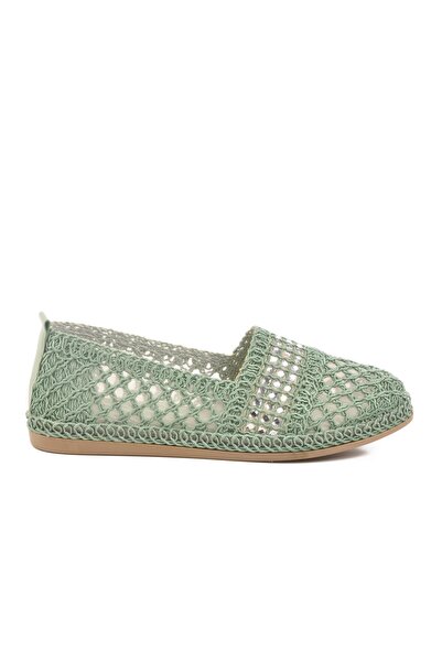 Pierre Cardin Pc-54570 Z Green Straw Knitted Women's Ballerinas