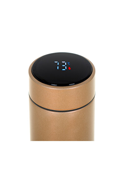 Ikonka Termos smart 500 ml, afisaj temperatura LED, sita metal, auriu