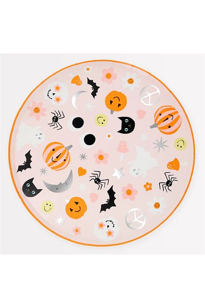 Meri Meri - Groovy Halloween Icon Dinner Plates - Halloween Character Plates (L) (Pack of 8)