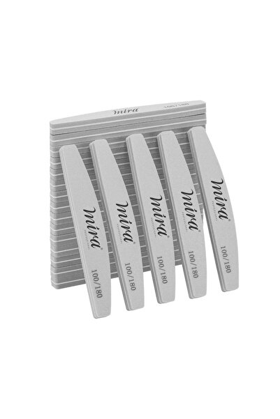 MIRA PROFESSIONAL إسفنجة مبرد أظافر نصف قمرية 706 رمادية لتصميم فن الأظافر، 1...