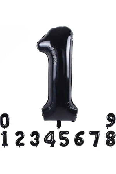 Baloncu Dükkanı 1 Yaş Siyah Folyo Balon 34 İnç (76-82 cm)