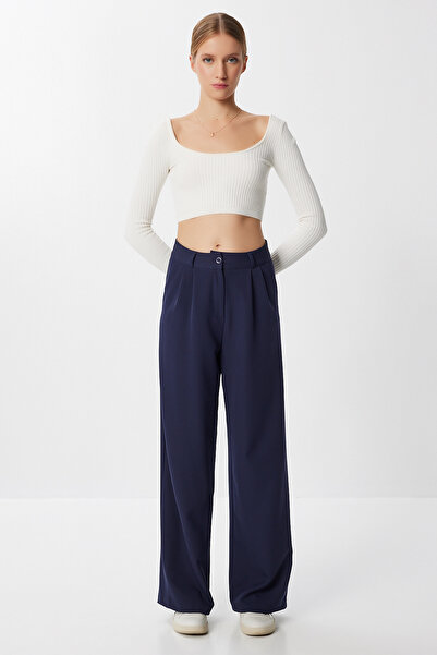 Lovelyİstanbul Cepli Dokuma Palazzo Pantolon LGK0007 LACİVERT