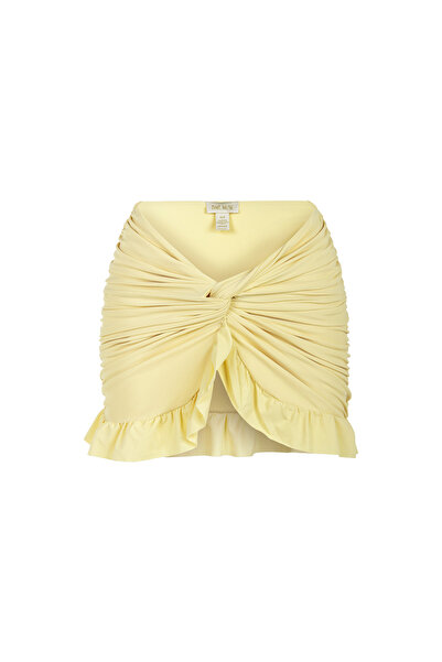 TIME MUSE CARRIE Düğüm Detaylı Sarı Fırfırlı Etek