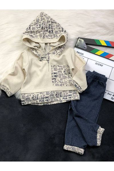 KGN GİYİM Baby Boy Bottom Top Hooded Set