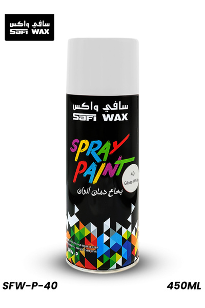 SAFI WAX Spray Paint Gloss White SFW-P-40 – Quick Dry, Gloss Finish for Multiple Surfaces 450ml
