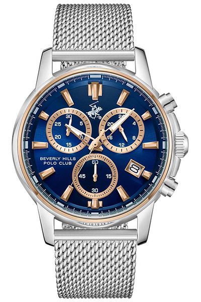 Beverly Hills Polo Club BEVERLY HILLS POLO CLUB BP3647X.390 Men Multi Function Display Watch & Metal Strap Silver