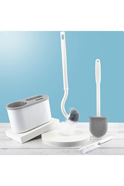 SOHO Set Perie WC cu Suport si 3 Perii de Curatare Unghiuri Greu Accesibile, ABS si Plastic Flexibil si S