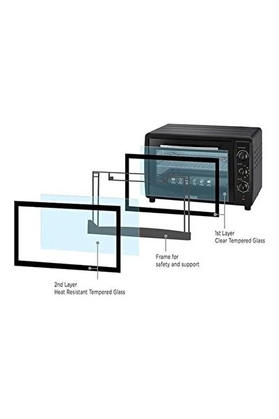 Black&Decker Toaster Oven with Double Glass Black 45L