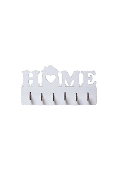 Amco Suport chei Home din lemn cu 6 cârlige 20x10x2.4 cm, alb