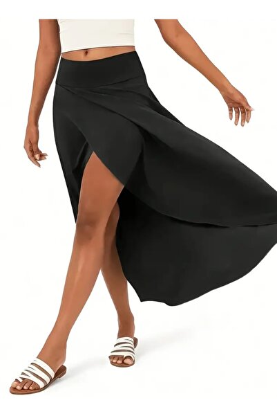CARABO MODA تنورة رياضية طويلة بتفاصيل جيب عالي الخصر