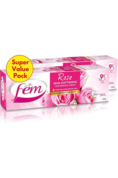 Fem كريم إزالة الشعر بالورد، ٢ × ١٢٠ غرام | مع لوشن متوازن الحموضة | بشرة ناع...