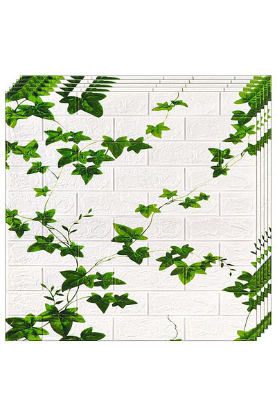 Teno Set 10x Tapet Caramida 3D Teno1090, model Iedera, suprafata acoperire 4.9 mp, 70x70 cm, alb