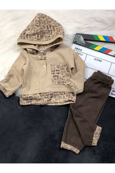 KGN GİYİM Baby Boy Bottom Top Hooded Set