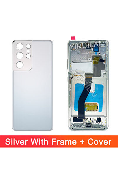 Choice3 إطار فضي | غطاء شاشة AMOLED S21 Ultra مع إطار لهاتف S21 Ultra 5G G998...