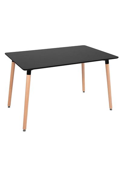 SERSIMO Kitchen dining table, rectangular, 120x80x74 cm, MDF top, Wooden legs, Black