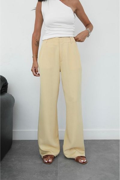ForOus Pallazo Pants High Waist with Front Zipper and Hidden Hooks with Side Pockets