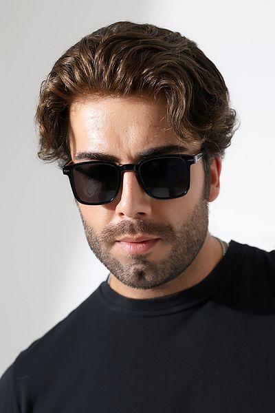 Lozzo Unisex Square Black Uv400 Sunglasses 23043 C2 E