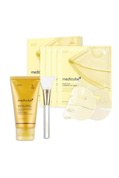 Medicube All-Day Care for Deep Hydration & Skin Revival: Turmeric Overnight Wrapping Peel Off Mask a