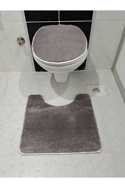 Aurora Brilliant Bathroom Mat Black Toilet Set Plush Mat Set 60X100 / 50X54 / 45X37