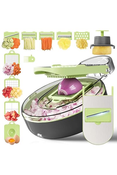 SOHO Feliator Multifunctional SOHO, 12 Piese, Inox, ABS, Gri Verde