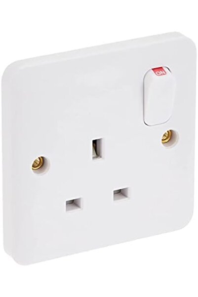 Schneider Electric مقبس كهربائي قياسي من Lisse UK أبيض، عصابة واحدة 13 أمبير 86×86 مم، معيار BS 1363-2