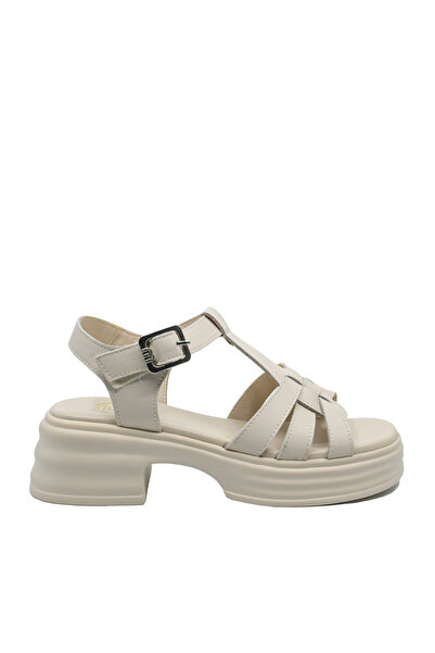 FORMAZIONE Sandale damă platformă crem din piele naturală