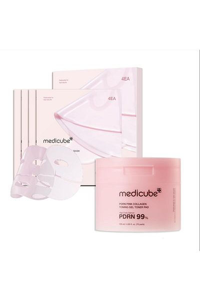 Medicube Pink PDRN Day & Night Gel Duo: Salmon DNA PDRN Pink Collagen Jelly Gel Mask and Pink Collag