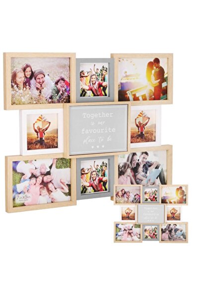 SERSIMO Wall photo frame, collage of 8 photos, 41x51cm, white and gray