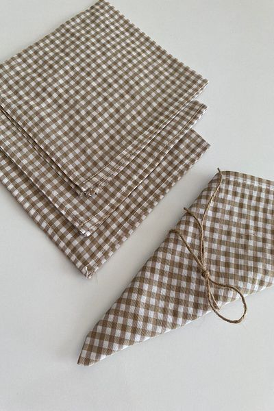 zarafet concept Brown Gingham Fabric Napkin 40X40 cm