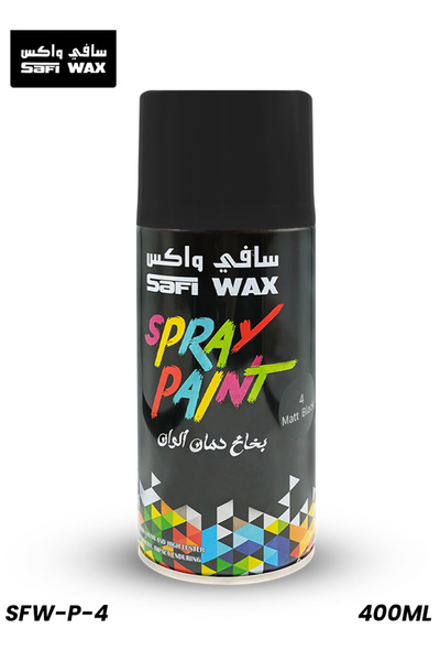 SAFI WAX Spray Paint Matt Black SFW-P-4 – Quick Dry Gloss Finish for Multiple Surfaces 400ml
