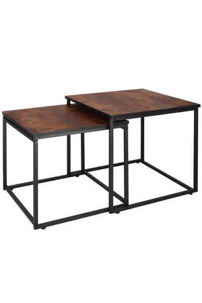 OEM Set 2 mese pentru cafea, cadru otel, stil industrial, 50x50x52 cm si 45x4...