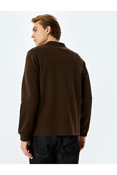 Koton Поло с яка, суитшърт Basic с копчета, памучен интерлок плат