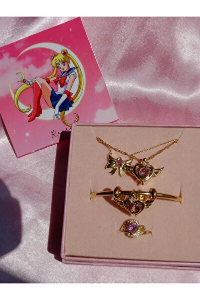 Reorah Collection Sailor Moon Eternal Moon 25 Kurdele Kolye, Kalp Kolye, Bile...