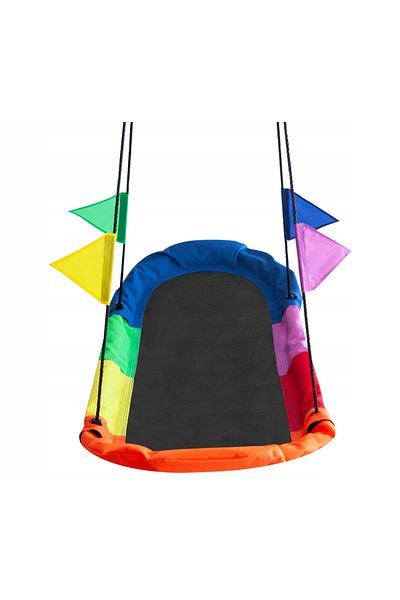 SERSIMO Hammock swing 167x75 cm, with metal frame and colored flags, double grip, multicolor
