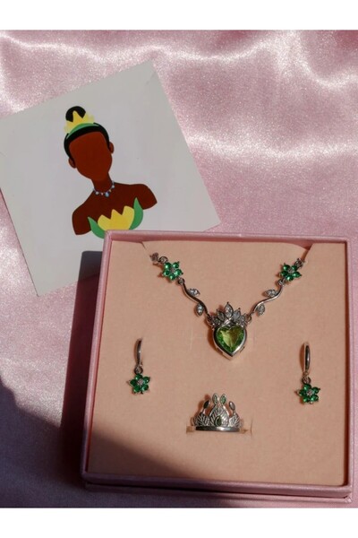 Reorah Collection Tiana Crown Kolye, Küpe, Yüzük Set