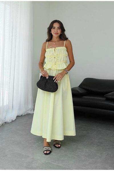 ForOus Hanging Giped Tie Bustiers 2 Piece Set Summer Casual Holiday