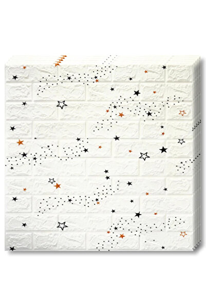 Teno Set Tapet Caramida 3D Teno69, model Stelute, suprafata acoperire 5.3 mp, autoadeziv, 70x77 cm, alb