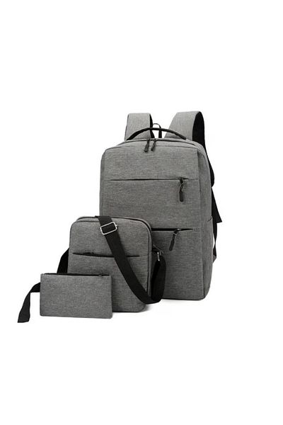 Z'oreya 3in1 laptop backpack set, 15.6", for travel, office or school Grey