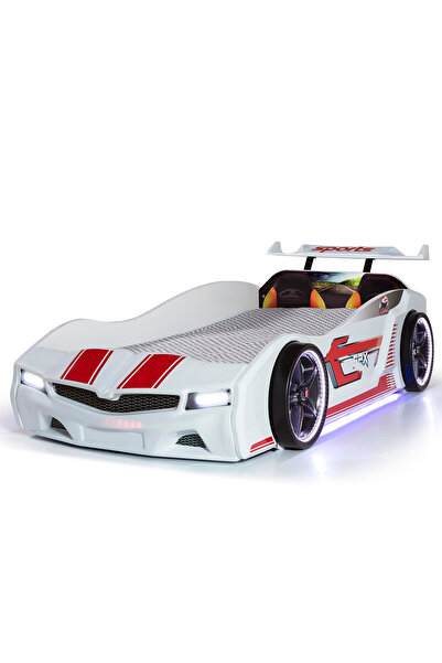 Ferramini Beyaz Arabalı Yatak Spx Bwm Full Ledli Uzaktan Kumanda-Müzik Blueto...