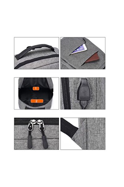 Z'oreya Set 3in1 rucsac laptop, 15.6", pentru calatorii, office sau scoala Gri