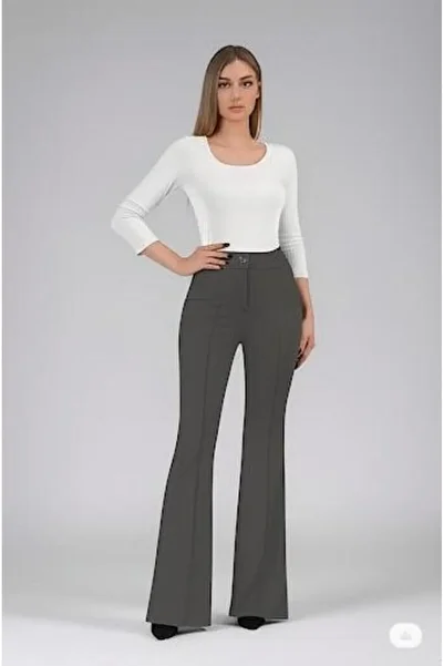 ECEYLÜL MODA Scuba Crepe Front Cropped Spanish Cuff Pants