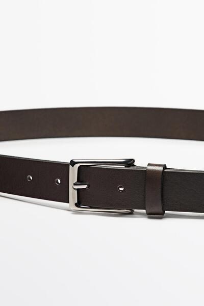 Massimo Dutti Dikdörtgen tokalı deri kemer