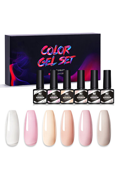 nee jolıe مجموعة طلاء أظافر جل، 6 قطع من طلاء الأظافر الجل، مصباح أظافر LED بالأشعة فوق البنفسجية، تصميم فني للأظافر بنفسك