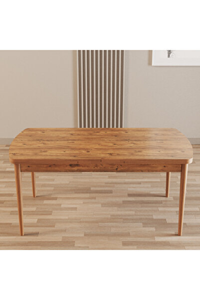 SHOOVVEL Merona Atlantik Çam 80X132 Sunta Ahşap Ayaklı Açılır Mutfak Masası, Yemek Masası, Salon Masası