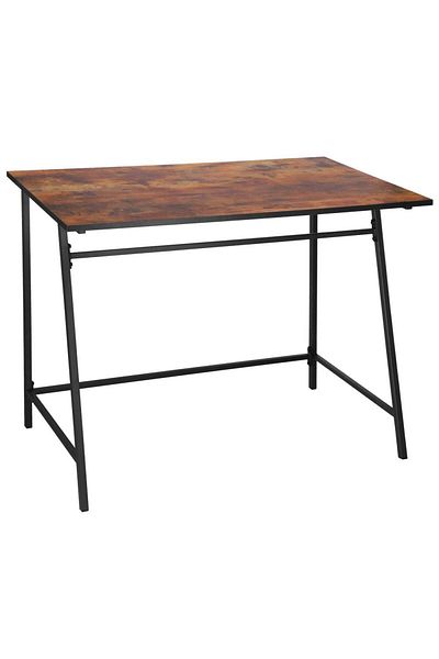 SERSIMO Side table desk, with steel frame, 50x100x76 cm, industrial, brown