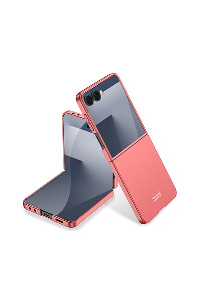 HTstore حافظة Z Flip 7 متوافقة مع Galaxy Zore ذات ملمس صلب - ذهبي وردي