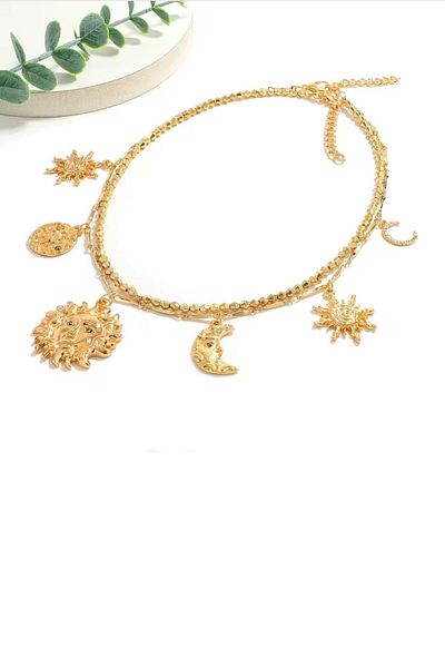 New Obsessions Astral Multiple Charm Chain and Beaded Double Necklace