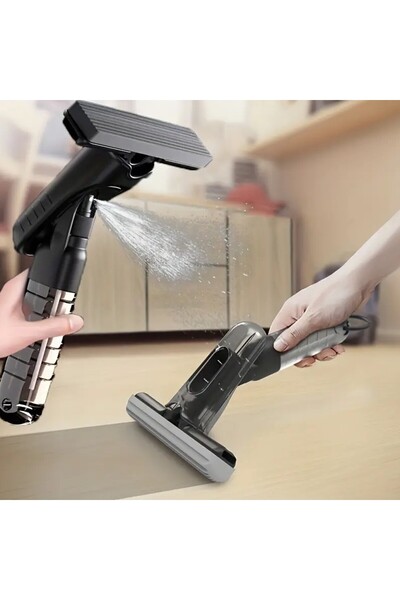 zola Mini mop portabil cu spray, multifunctional, pulverizator incorporat, burete detasabil, negru