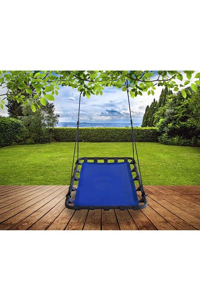 SERSIMO Hammock swing 120x80 cm, with metal frame and double grip, for garden or terrace, blue
