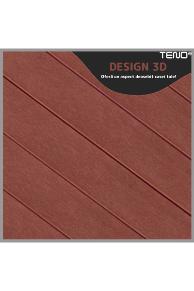 Teno Set Tapet Panou 3D Teno101, Model Lemn, acoperire 4.9 mp, autoadeziv, 70x70 cm, maro inchis